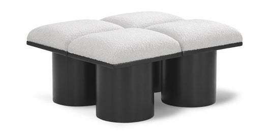 Meridian Furniture - Pavilion Cream Boucle Fabric Bench - 4Pc - 466Cream-4C veiw 1
