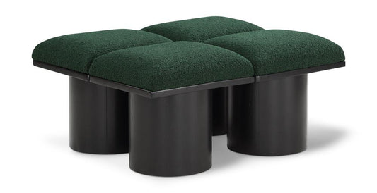 Meridian Furniture - Pavilion Green Boucle Fabric Bench - 4Pc - 466Green-4C veiw 1