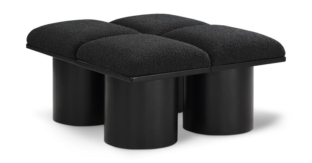 Meridian Furniture - Pavilion Black Boucle Fabric Bench - 4Pc - 466Black-4D veiw 1