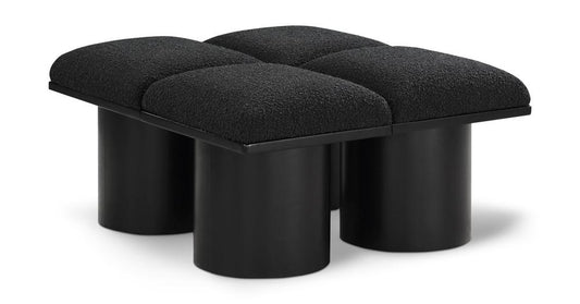 Meridian Furniture - Pavilion Black Boucle Fabric Bench - 4Pc - 466Black-4D veiw 1