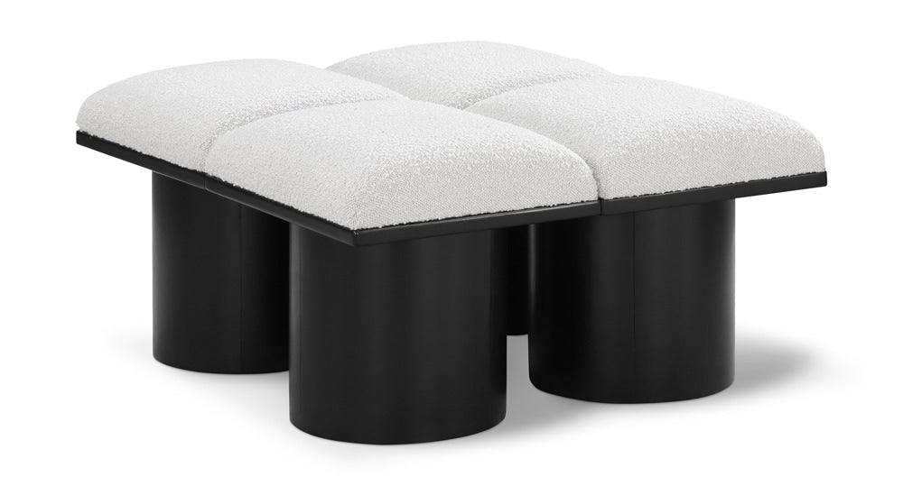Meridian Furniture - Pavilion Cream Boucle Fabric Bench - 4Pc - 466Cream-4D veiw 1