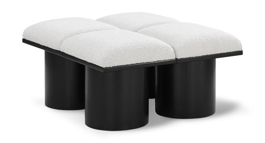 Meridian Furniture - Pavilion Cream Boucle Fabric Bench - 4Pc - 466Cream-4D veiw 1