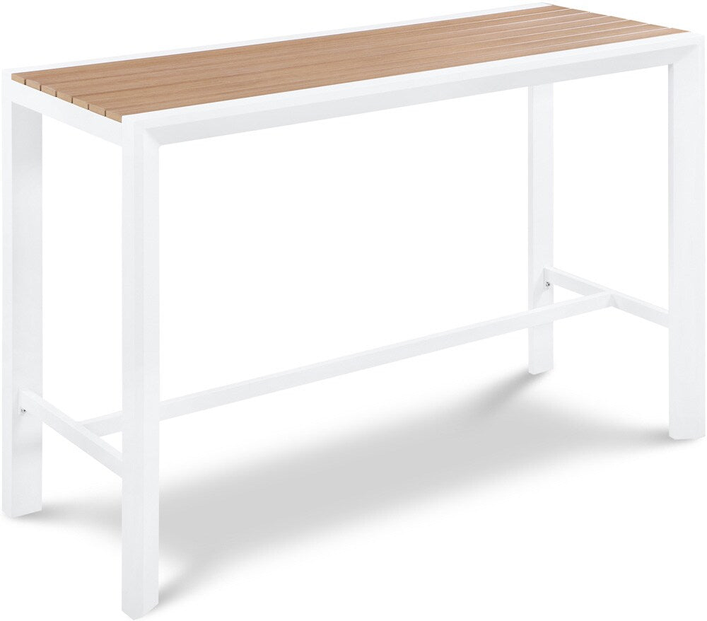 Meridian Furniture - Nizuc Brown Wood Look Accent Paneling Outdoor Patio Aluminum Rectangle Bar Table - 378-T veiw 1