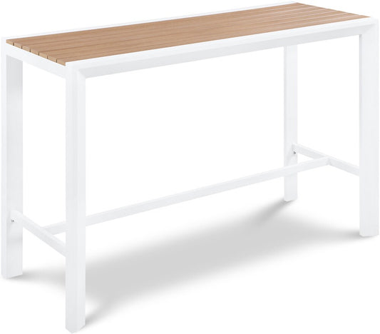 Meridian Furniture - Nizuc Brown Wood Look Accent Paneling Outdoor Patio Aluminum Rectangle Bar Table - 378-T veiw 1