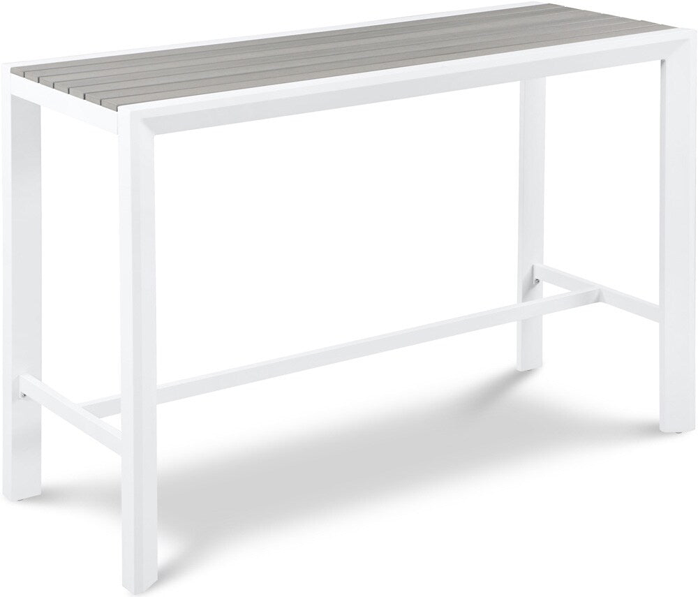 Meridian Furniture - Nizuc Grey Wood Look Accent Paneling Outdoor Patio Aluminum Rectangle Bar Table - 380-T veiw 1