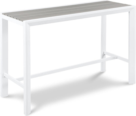 Meridian Furniture - Nizuc Grey Wood Look Accent Paneling Outdoor Patio Aluminum Rectangle Bar Table - 380-T veiw 1