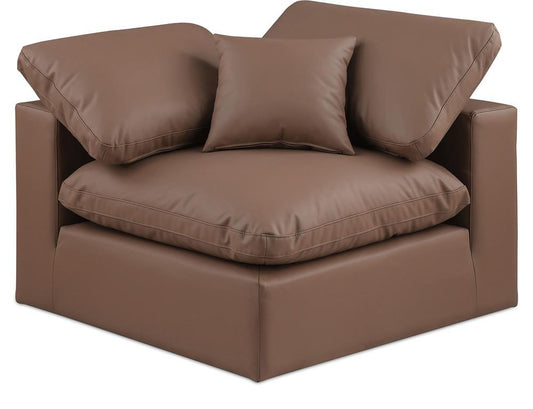 Meridian Furniture - Comfy Brown Vegan Leather Modular Corner Chair - 188Brown-Corner veiw 1