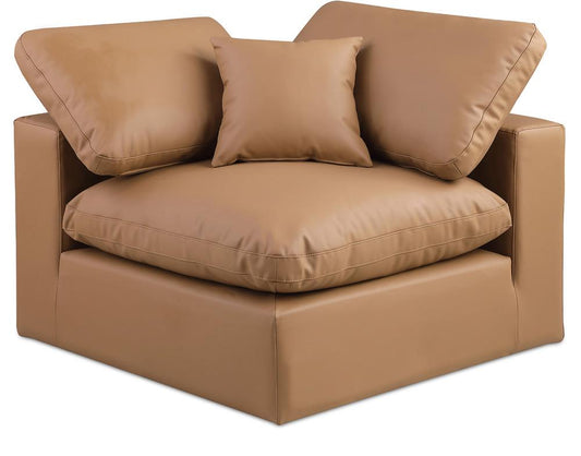Meridian Furniture - Comfy Cognac Vegan Leather Modular Corner Chair - 188Cognac-Corner veiw 1