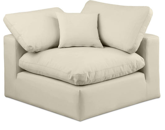 Meridian Furniture - Comfy Cream Vegan Leather Modular Corner Chair - 188Cream-Corner veiw 1