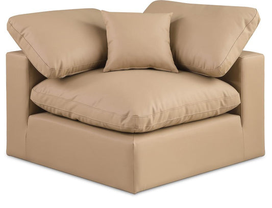 Meridian Furniture - Comfy Tan Vegan Leather Modular Corner Chair - 188Tan-Corner veiw 1