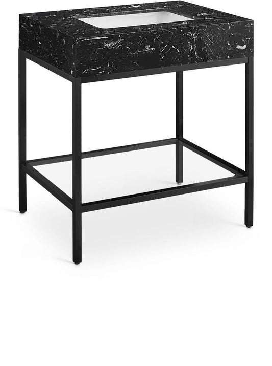 Meridian Furniture - Marmo Black Engineered Marble Bathroom Vanity - 407Black-30 veiw 1
