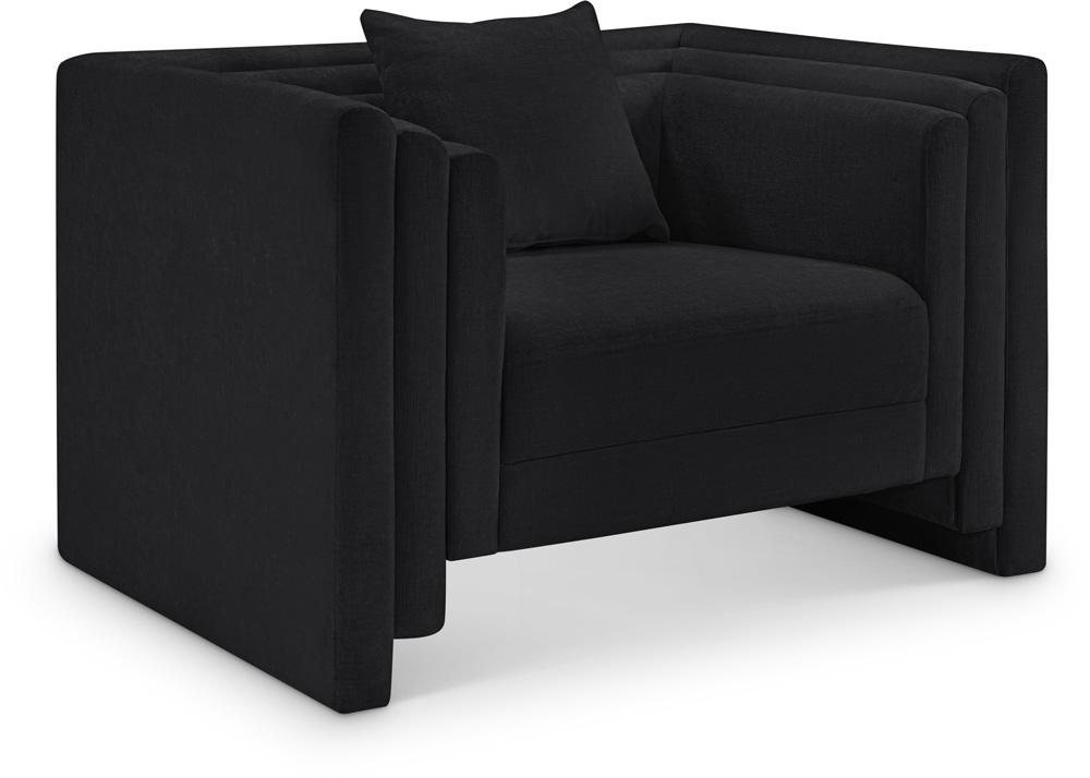 Meridian Furniture - Everett Black Chenille Fabric Chair - 44068Black-C veiw 1