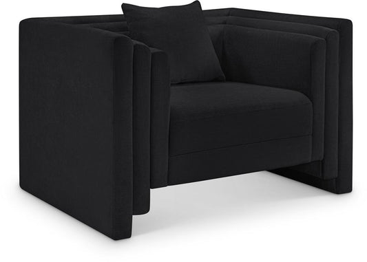 Meridian Furniture - Everett Black Chenille Fabric Chair - 44068Black-C veiw 1
