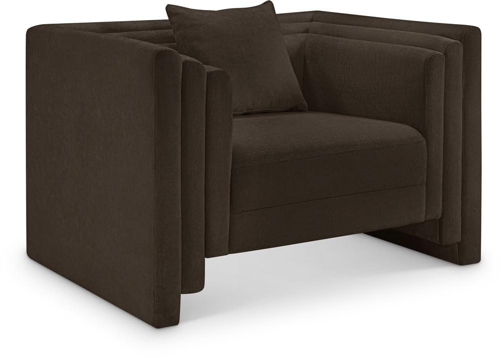 Meridian Furniture - Everett Brown Chenille Fabric Chair - 44068Brown-C veiw 1