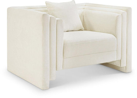 Meridian Furniture - Everett Cream Chenille Fabric Chair - 44068Cream-C veiw 1
