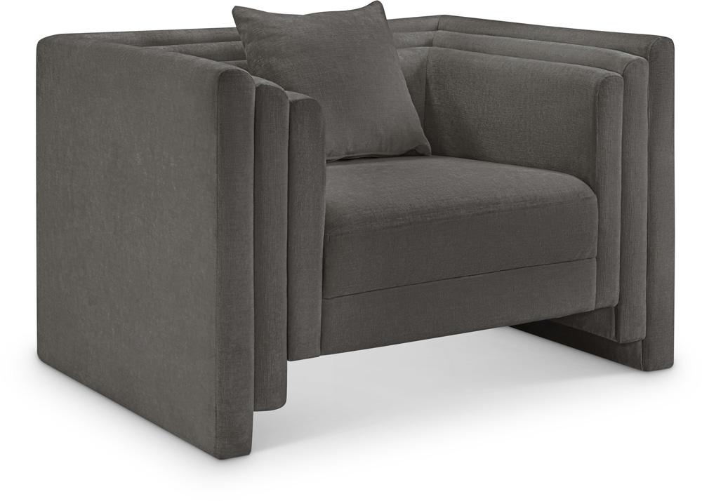 Meridian Furniture - Everett Grey Chenille Fabric Chair - 44068Grey-C veiw 1