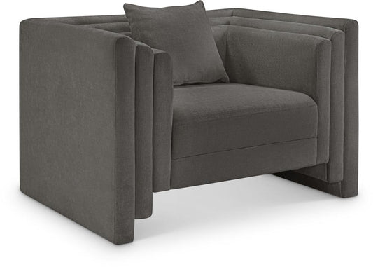 Meridian Furniture - Everett Grey Chenille Fabric Chair - 44068Grey-C veiw 1