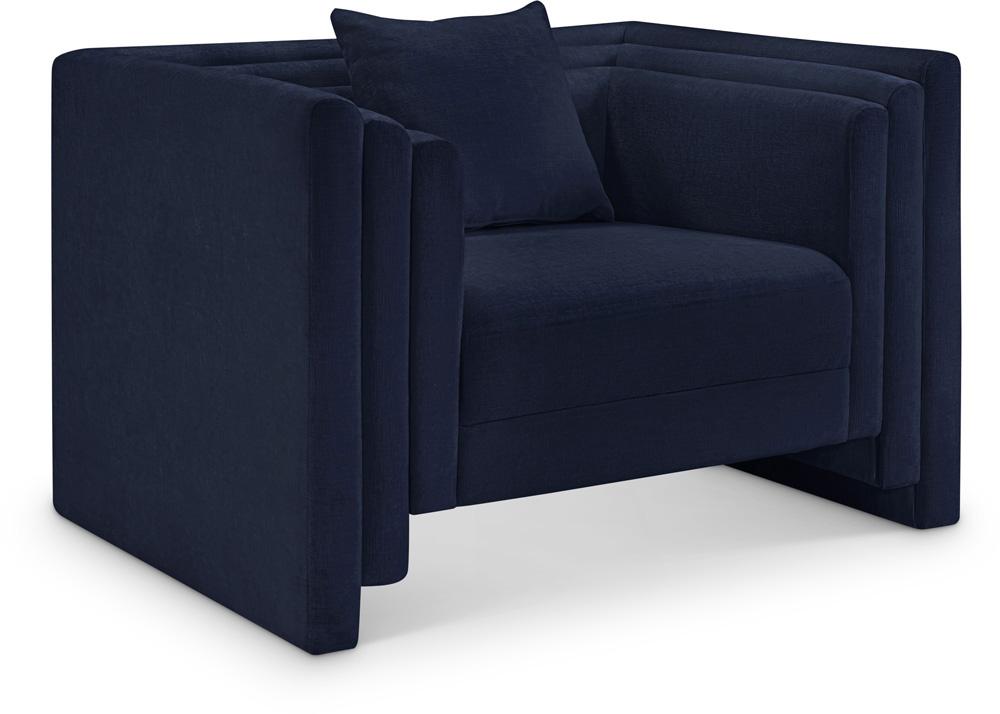 Meridian Furniture - Everett Navy Chenille Fabric Chair - 44068Navy-C veiw 1