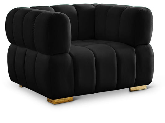 Meridian Furniture - Gwen Black Velvet Chair - 670Black-C veiw 1