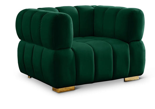 Meridian Furniture - Gwen Green Velvet Chair - 670Green-C veiw 1