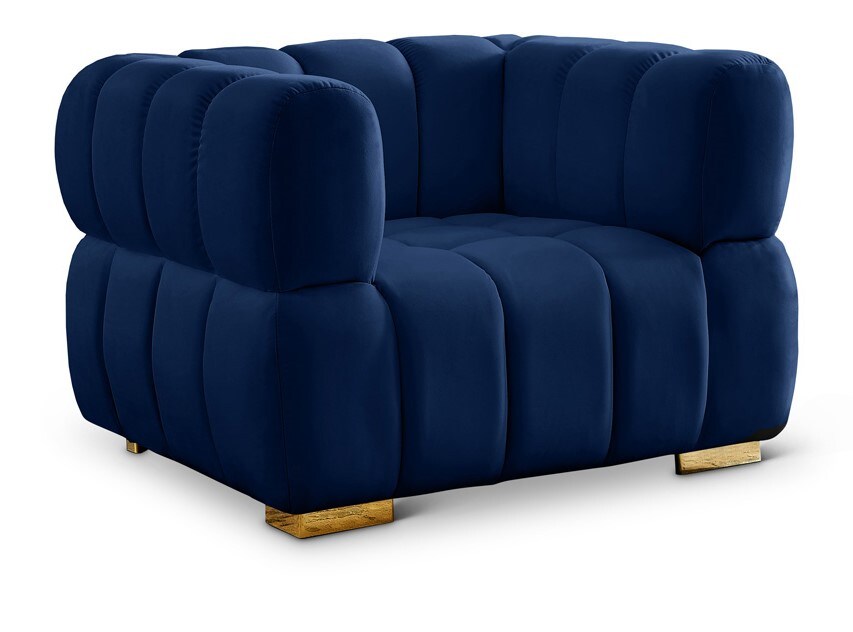 Meridian Furniture - Gwen Navy Velvet Chair - 670Navy-C veiw 1
