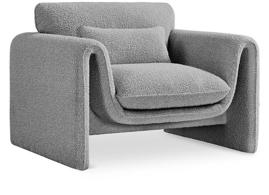 Meridian Furniture - Stylus Grey Boucle Fabric Chair - 198Grey-C veiw 1