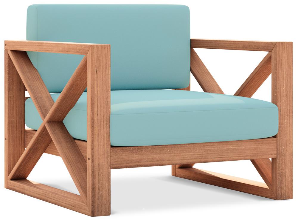 Meridian Furniture - Anguilla Blue Water Resistant Fabric Outdoor Chair - 352SeaBlue-C veiw 1