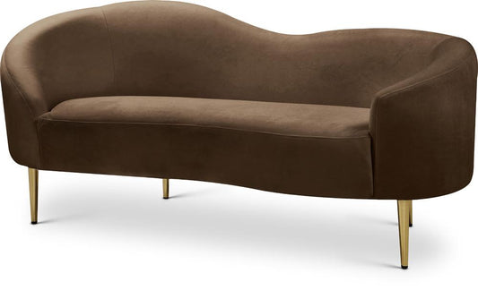 Meridian Furniture - Ritz Brown Velvet Loveseat - 659Brown-L veiw 1