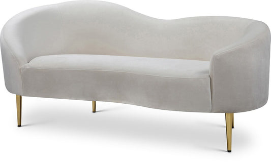 Meridian Furniture - Ritz Cream Velvet Loveseat - 659Cream-L veiw 1