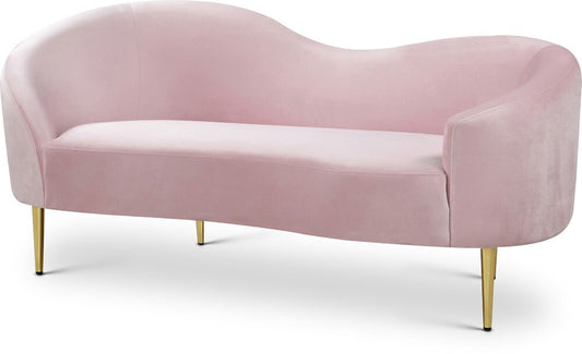 Meridian Furniture - Ritz Pink Velvet Loveseat - 659Pink-L veiw 1