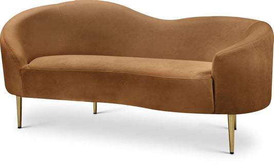 Meridian Furniture - Ritz Saddle Velvet Loveseat - 659Saddle-L veiw 1