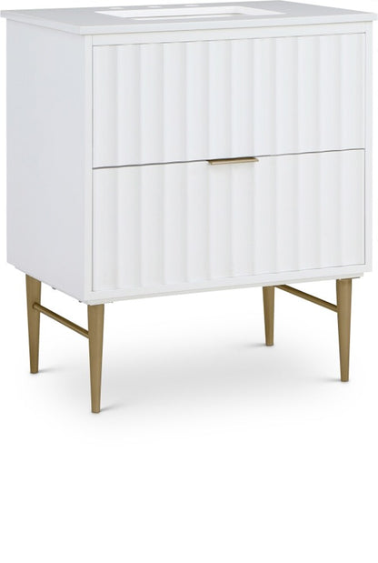 Meridian Furniture - Modernist White Bathroom Vanity - 401White-30 veiw 2