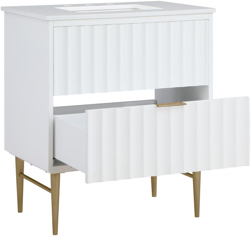Meridian Furniture - Modernist White Bathroom Vanity - 401White-30 veiw 3