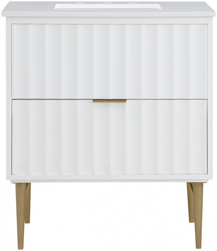Meridian Furniture - Modernist White Bathroom Vanity - 401White-30 veiw 4