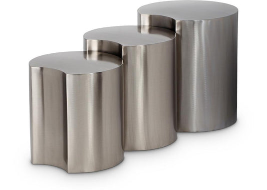Meridian Furniture - Dimple Silver End Table - 3Pc - 99081Silver-3A veiw 1