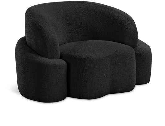 Meridian Furniture - Principessa Black Boucle Fabric Chair - 108Black-C veiw 1