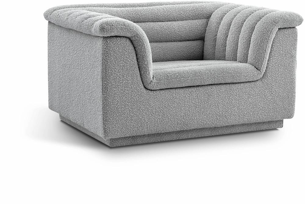 Meridian Furniture - Cascade Grey Boucle Fabric Chair - 191Grey-C veiw 1
