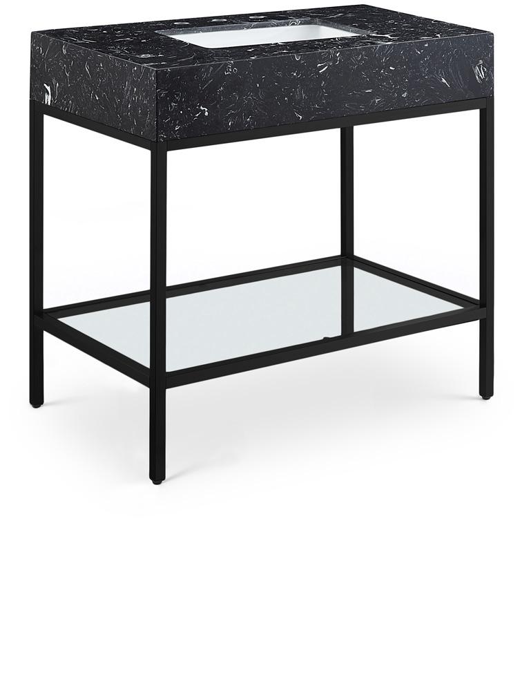 Meridian Furniture - Marmo Black Engineered Marble Bathroom Vanity - 407Black-36 veiw 1