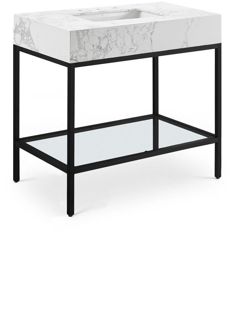 Meridian Furniture - Marmo White Engineered Marble Bathroom Vanity - 407White-36 veiw 1