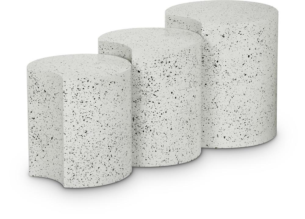 Meridian Furniture - Dimple White End Table - 3Pc - 99084White-3A veiw 1