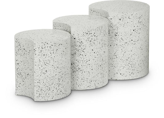 Meridian Furniture - Dimple White End Table - 3Pc - 99084White-3A veiw 1