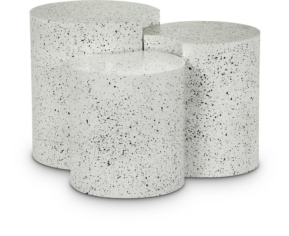 Meridian Furniture - Dimple White End Table - 3Pc - 99084White-3B veiw 1