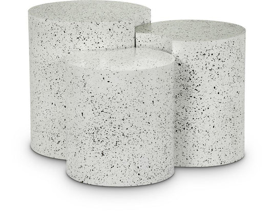 Meridian Furniture - Dimple White End Table - 3Pc - 99084White-3B veiw 1
