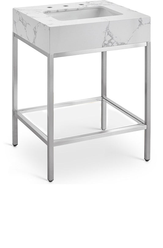 Meridian Furniture - Marmo White Engineered Marble Bathroom Vanity - 408White-24 veiw 1