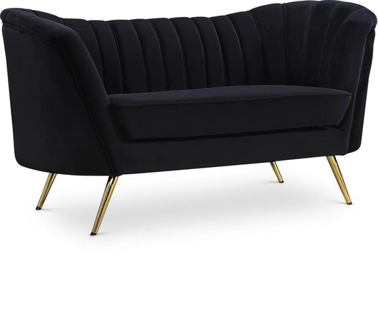 Meridian Furniture - Margo Black Velvet Loveseat - 622Black-L veiw 1