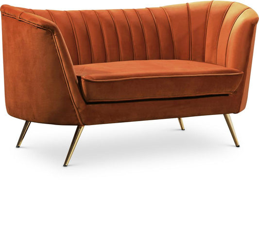 Meridian Furniture - Margo Cognac Velvet Loveseat - 622Cognac-L veiw 1