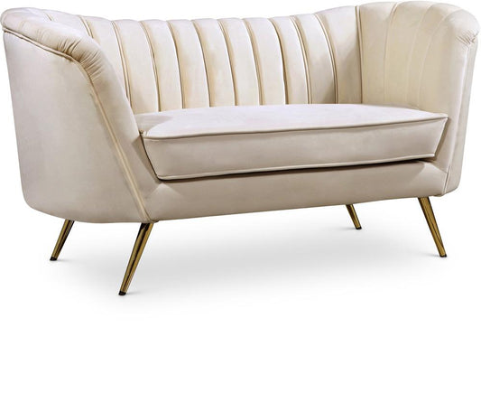 Meridian Furniture - Margo Cream Velvet Loveseat - 622Cream-L veiw 1