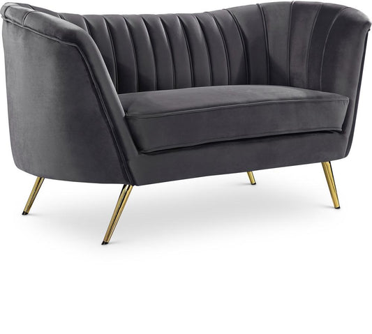 Meridian Furniture - Margo Grey Velvet Loveseat - 622Grey-L veiw 1