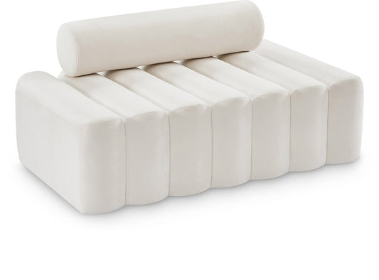 Meridian Furniture - Melody Cream Velvet Loveseat - 647Cream-L veiw 1