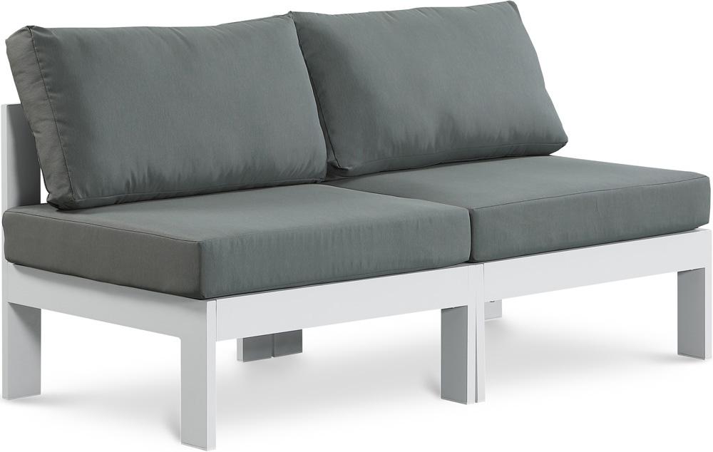Meridian Furniture - Nizuc Grey Water Resistant Fabric Outdoor Patio Modular Sofa - 2Pc - 375Grey-S60B veiw 1